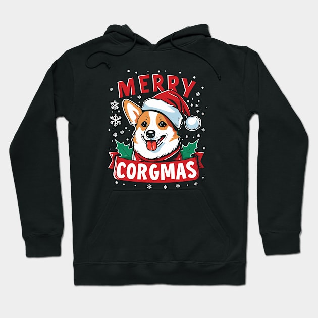 Merry Corgmas - Corgi Dog Christmas Hoodie by ravensart